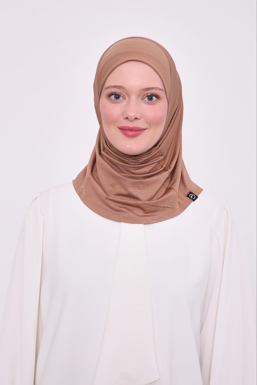 Kadın Tesettür Cimafit Nefes Alan Hazır Pratik Hijab Bone Sütlü Kahve