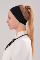 Sihirli Yapışkanlı Kaymayan Bandana Spor Bone Siyah - Standart