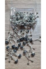 Taşlı Eşarp Şal Klipsi 6 Adet Füme - Tek Ebat