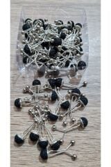 Taşlı Eşarp Şal Klipsi 6 Adet Siyah - Tek Ebat