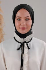 Kadın Tesettür Pratik Çıtçıtlı Sandy Fular Hazır Şal Siyah