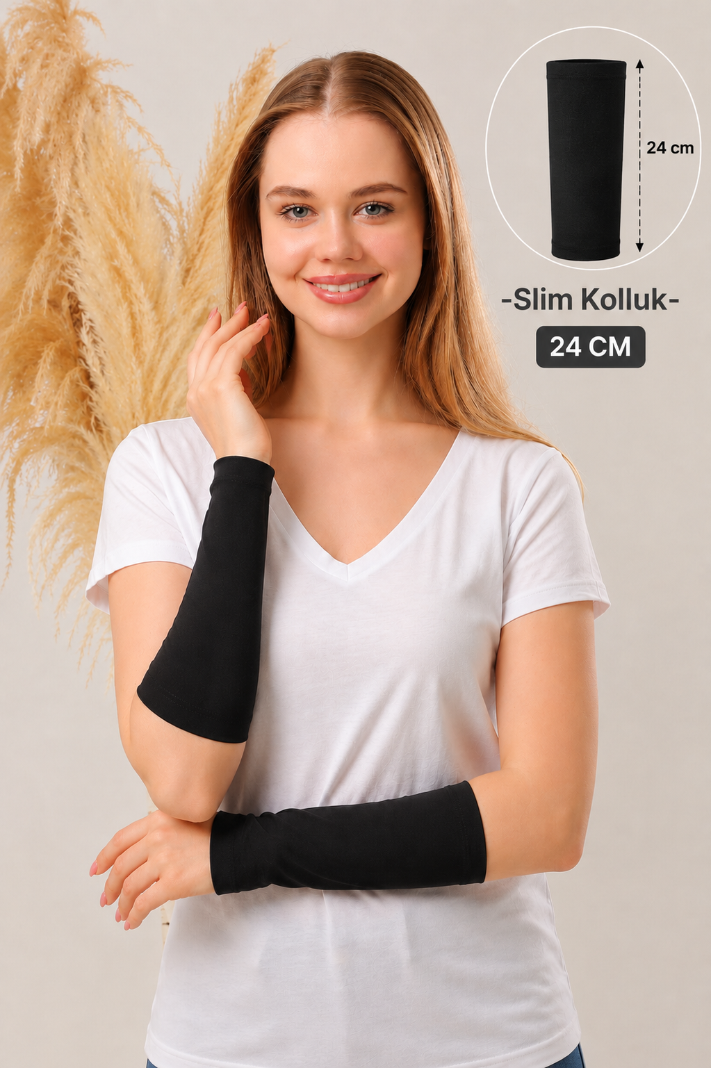 Tesettür Namaz Kolluk Viskon Likralı Esnek Slim Yarım Kolluk Siyah