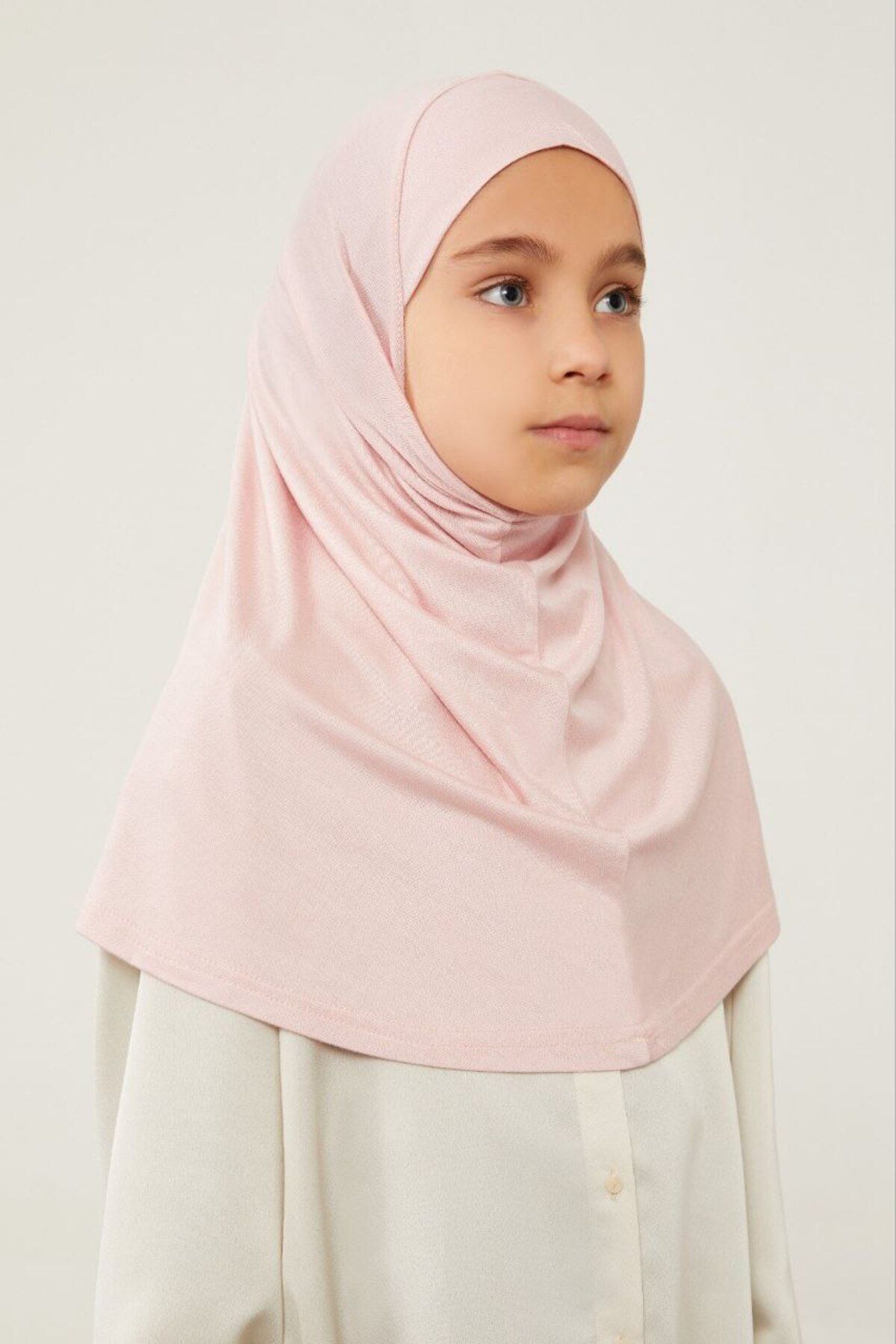 Tesettür Çocuk Namaz Bonesi Eşarbı Şalı Hijabı Pudra - Standart