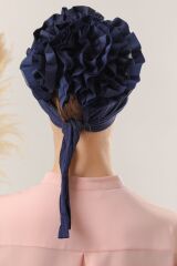 Tesettür Fırfırlı Bone Lacivert - Standart