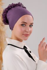 Tesettür Fırfırlı Bone Mor - Standart