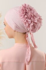 Tesettür Fırfırlı Bone Pudra - Standart