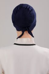 Tesettür Geçmeli Bağcıklı Viskon Likralı Bone Lacivert - Standart