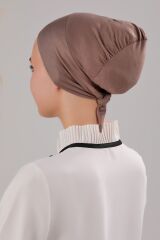 Tesettür Geçmeli Bağcıklı Viskon Likralı Bone Sütlükahve - Standart
