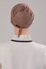 Tesettür Geçmeli Bağcıklı Viskon Likralı Bone Sütlükahve - Standart