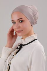 Tesettür Geçmeli Bağcıklı Viskon Likralı Bone Vizon - Standart