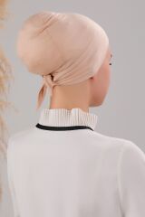 Tesettür Geçmeli Bağcıklı Viskon Likralı Bone Krem - Standart