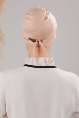 Tesettür Geçmeli Bağcıklı Viskon Likralı Bone Krem - Standart