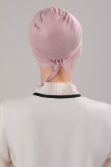 Tesettür Geçmeli Bağcıklı Viskon Likralı Bone Pudra - Standart