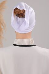 Tesettür Hazır Pratik Geçme Boru Bone Beyaz - Standart