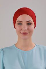 Tesettür Hazır Pratik Geçme Boru Bone Bordo - Standart