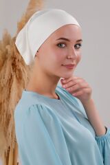 Tesettür Hazır Pratik Geçme Boru Bone Ekru - Standart