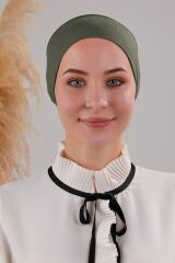 Tesettür Hazır Pratik Geçme Boru Bone Haki - Standart