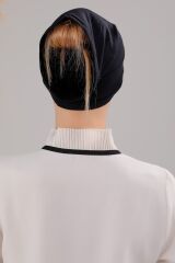 Tesettür Hazır Pratik Geçme Boru Bone Siyah - Standart