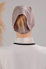 Tesettür Hazır Pratik Geçme Boru Bone Vizon - Standart