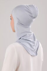 Tesettür Hijab Çapraz Deniz Havuz Spor Boyunluklu Penye Bone Açık Gri - Standart
