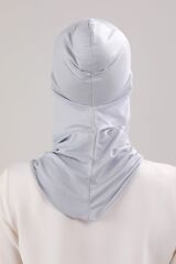 Tesettür Hijab Çapraz Deniz Havuz Spor Boyunluklu Penye Bone Açık Gri - Standart