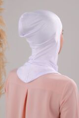 Tesettür Hijab Çapraz Deniz Havuz Spor Boyunluklu Penye Bone Ekru - Standart