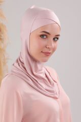 Tesettür Hijab Çapraz Deniz Havuz Spor Boyunluklu Penye Bone Pudra - Standart