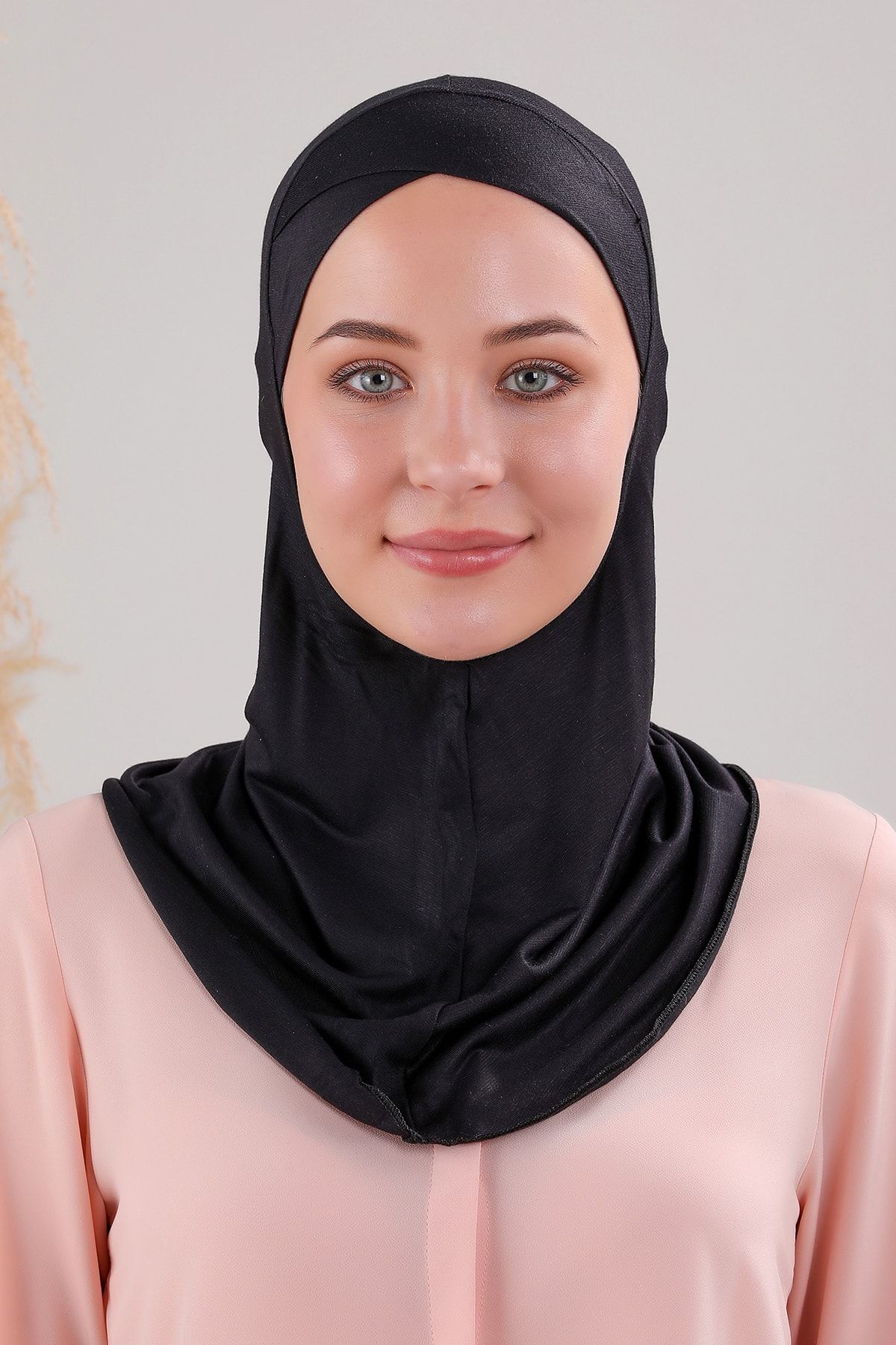 Tesettür Hijab Çapraz Deniz Havuz Spor Boyunluklu Penye Bone Siyah - Standart