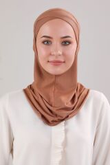 Tesettür Hijab Çapraz Deniz Havuz Spor Boyunluklu Penye Bone Tarçın - Standart