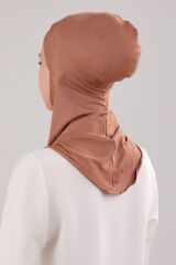 Tesettür Hijab Çapraz Deniz Havuz Spor Boyunluklu Penye Bone Tarçın - Standart