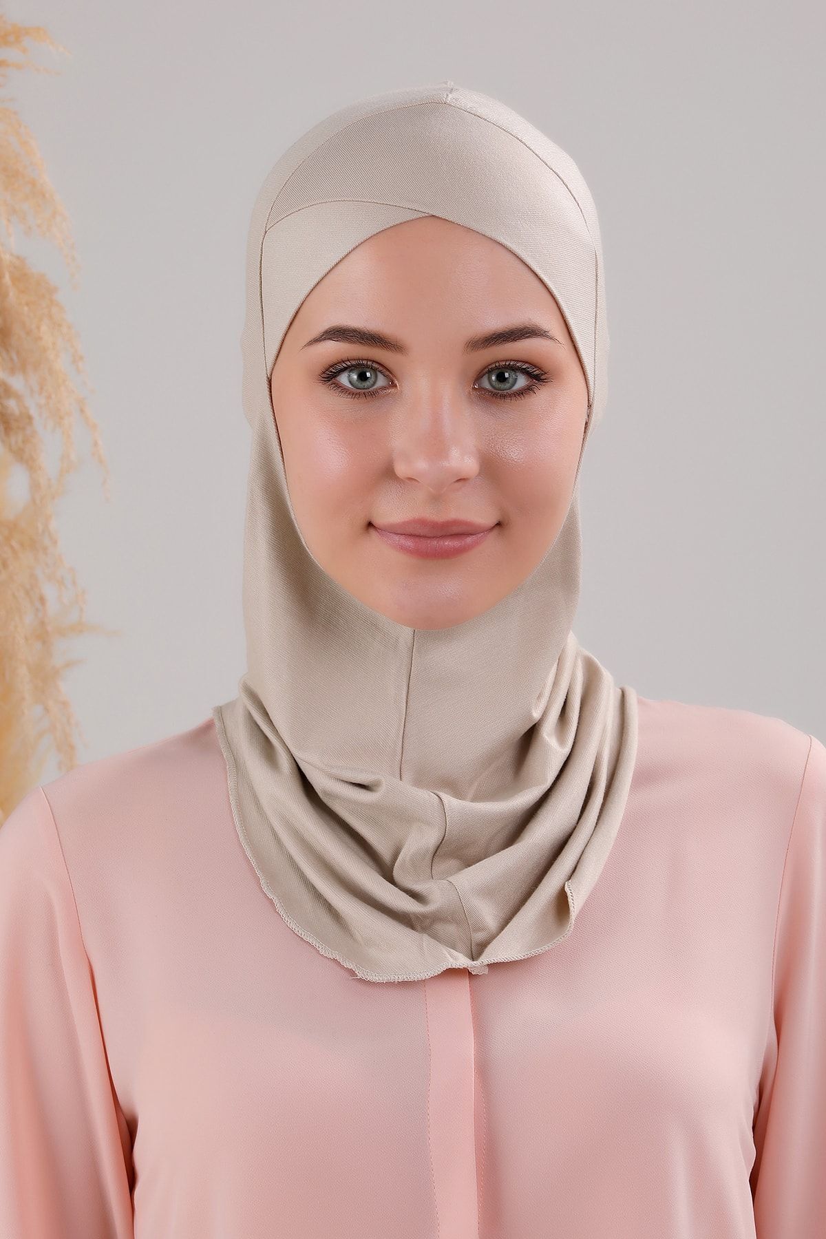 Tesettür Hijab Çapraz Deniz Havuz Spor Boyunluklu Penye Bone Taş Rengi - Standart