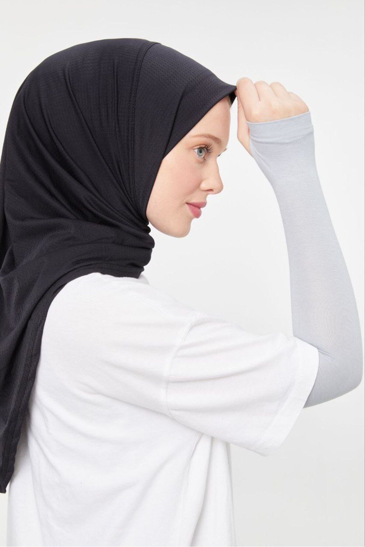 Tesettür Parmak Geçmeli Kolluk Namaz Kolluğu Açık Gri - Standart