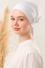 Tesettür Silikonlu Kaymaz Bone Beyaz - Standart